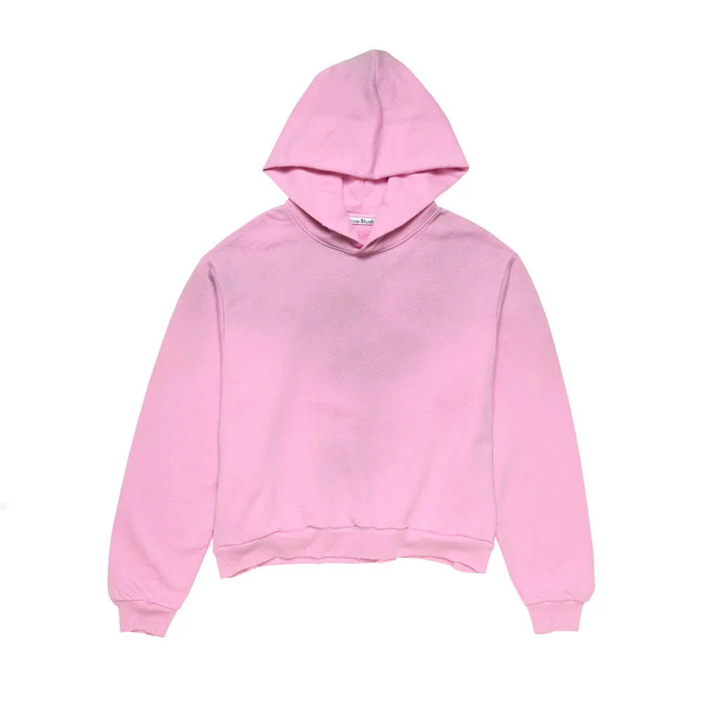 Acne Studios Fleece Logo Hooded Sweater Stockholm 1996 Cotton Candy Pink - Image 2