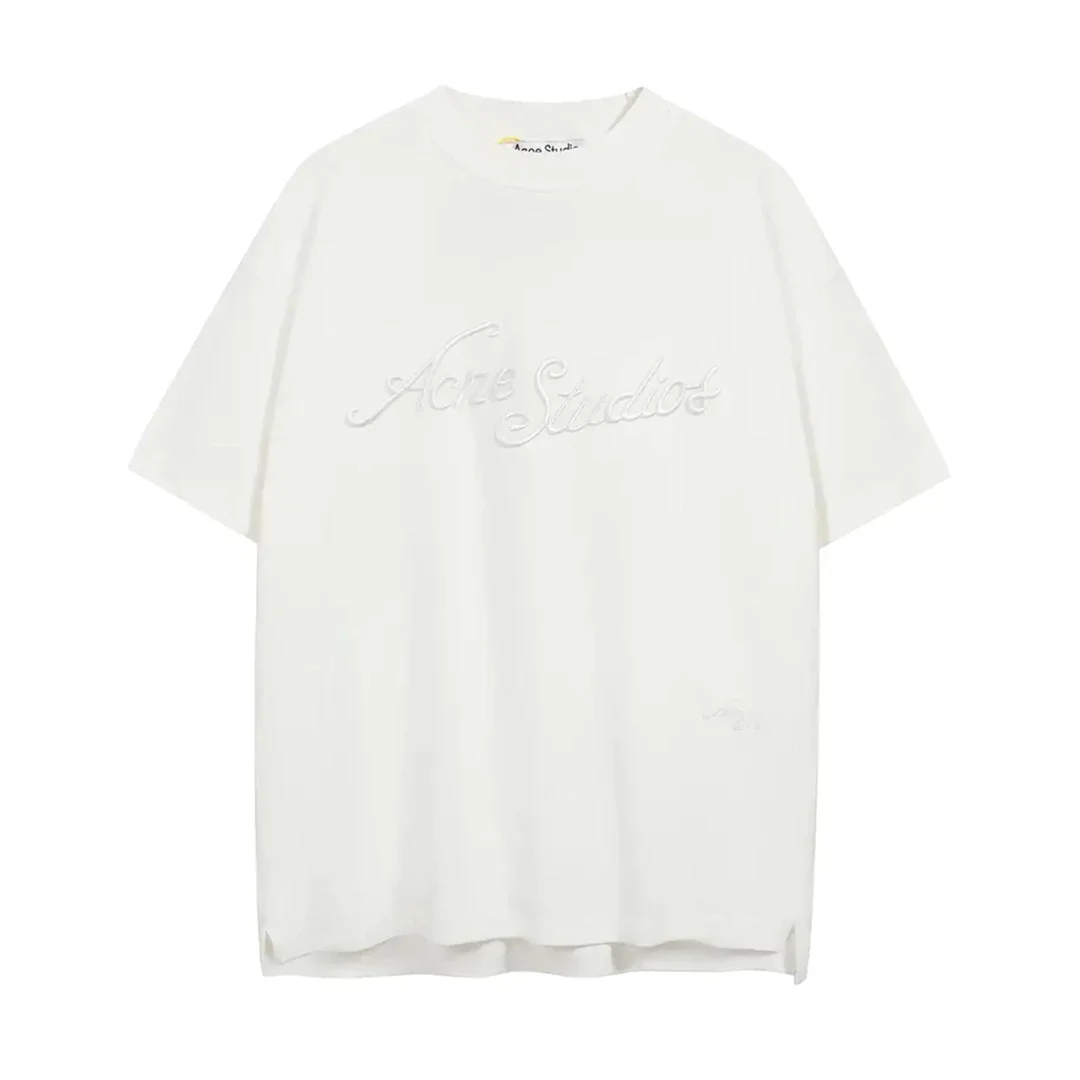 Acne Studios Logo T-Shirt Embroidered Logo Relaxed Fit White