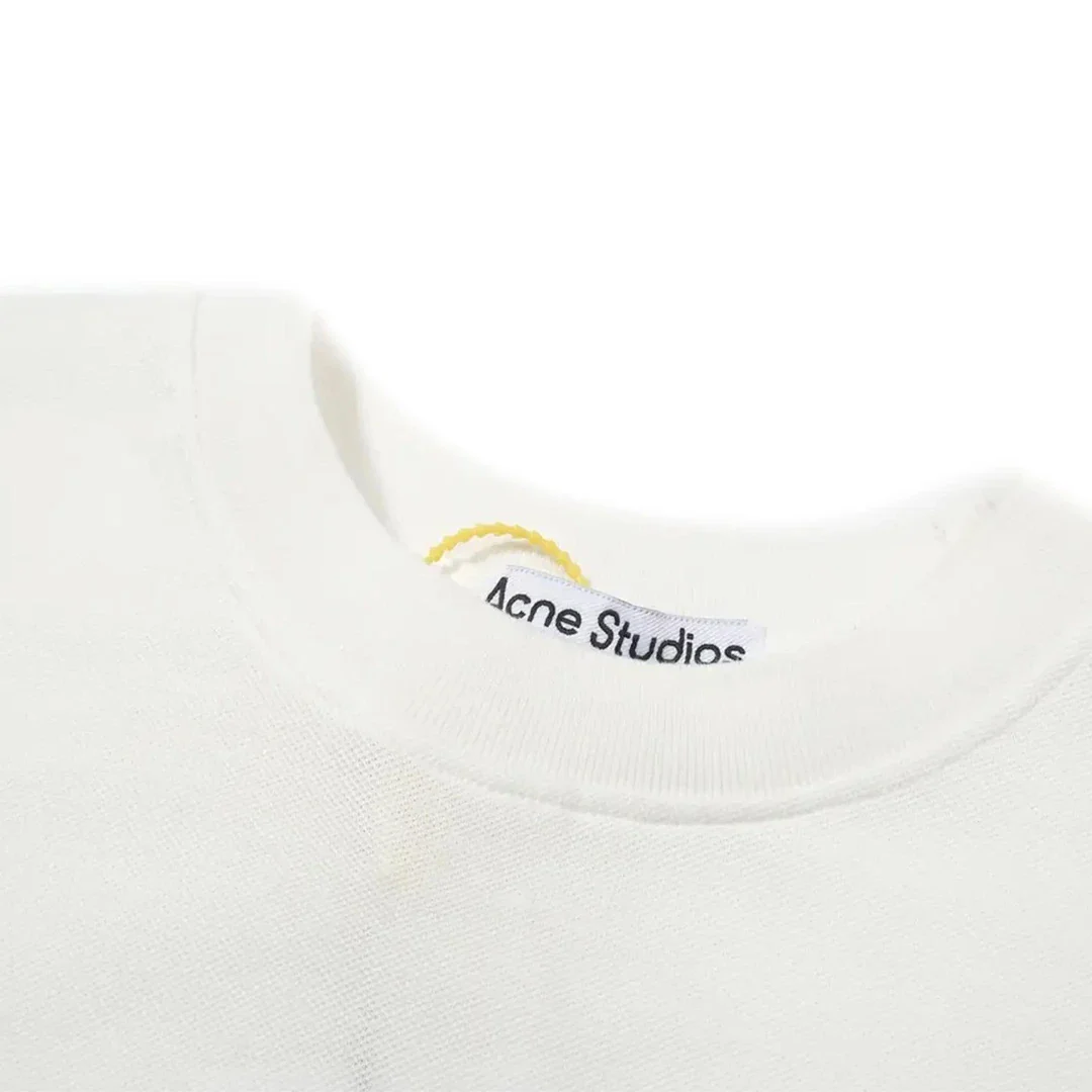 Acne Studios Logo T-Shirt Embroidered Logo Relaxed Fit White - Image 4