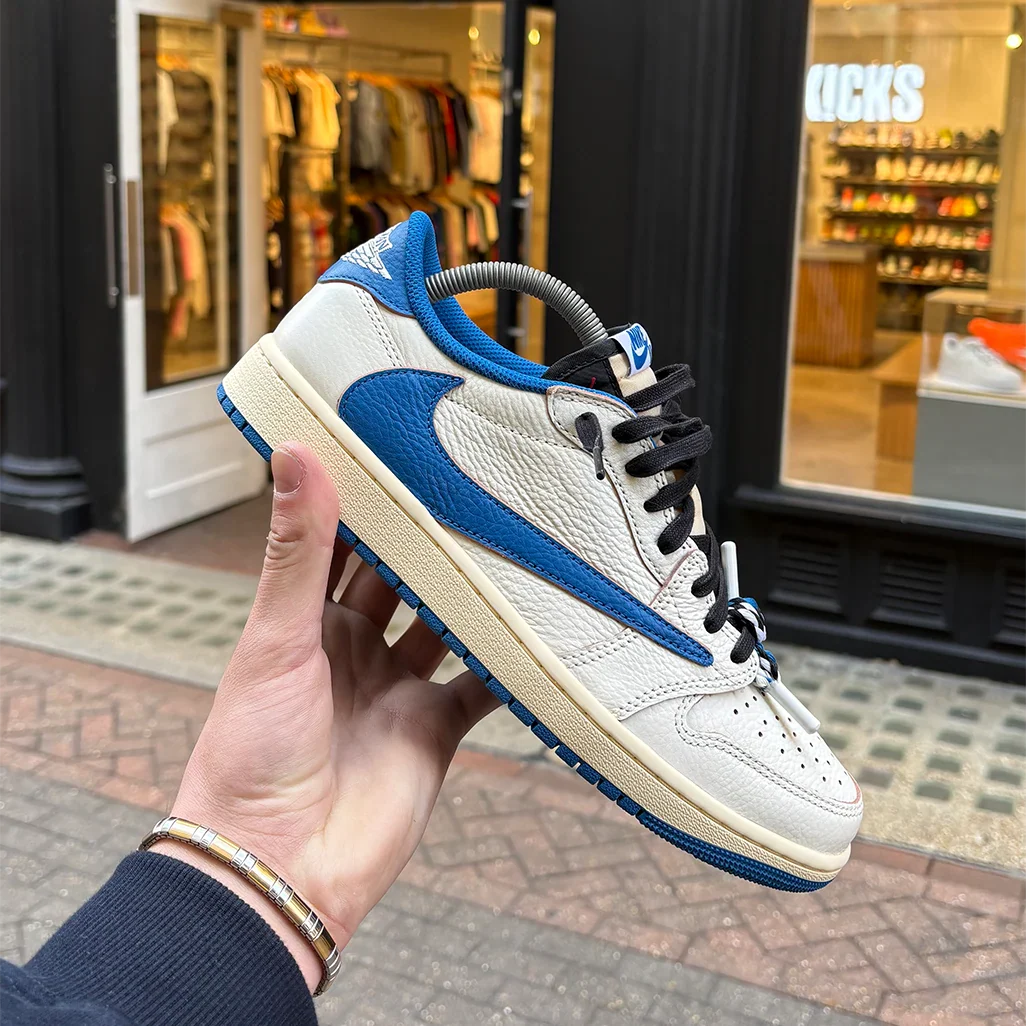 Air Jordan 1 Low x Travis Scott x Fragment Sail Military Blue - Image 4