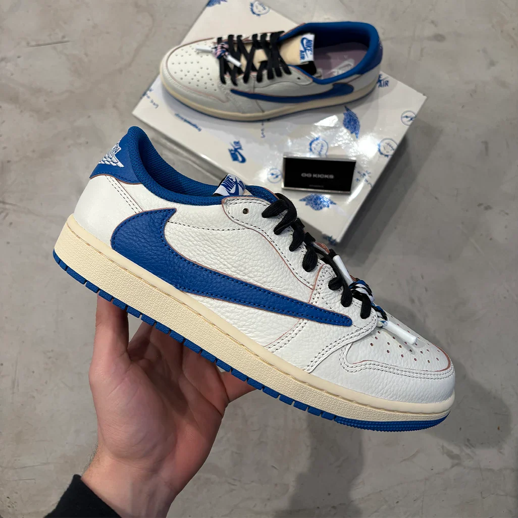 Air Jordan 1 Low x Travis Scott x Fragment Sail Military Blue - Image 5
