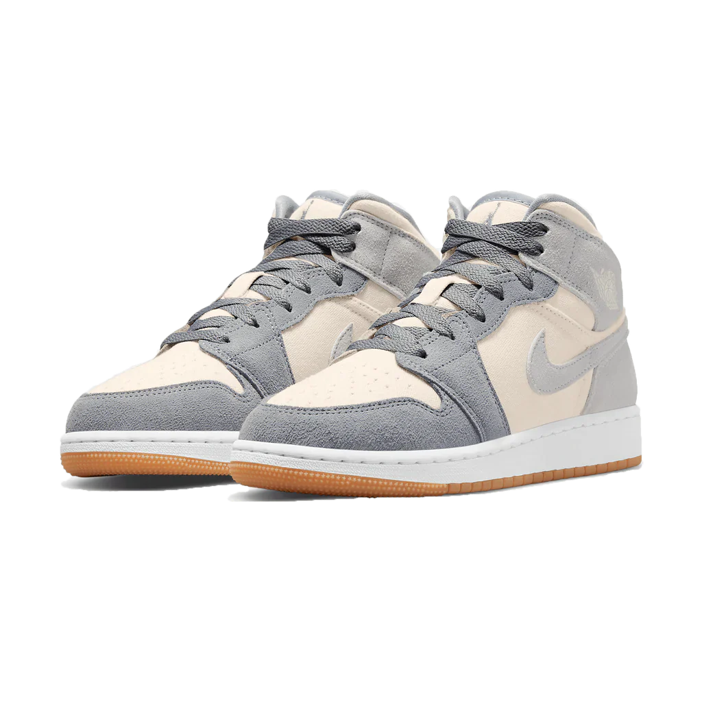 Air Jordan 1 Mid SE Coconut Milk Particle Grey GS - Image 2