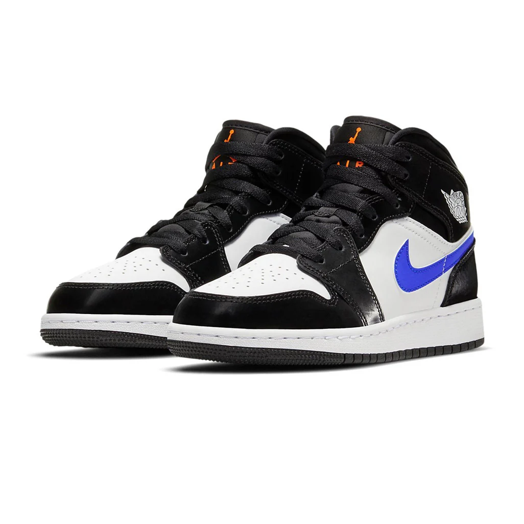 Air Jordan 1 Mid White Black Racer Blue GS - Image 3