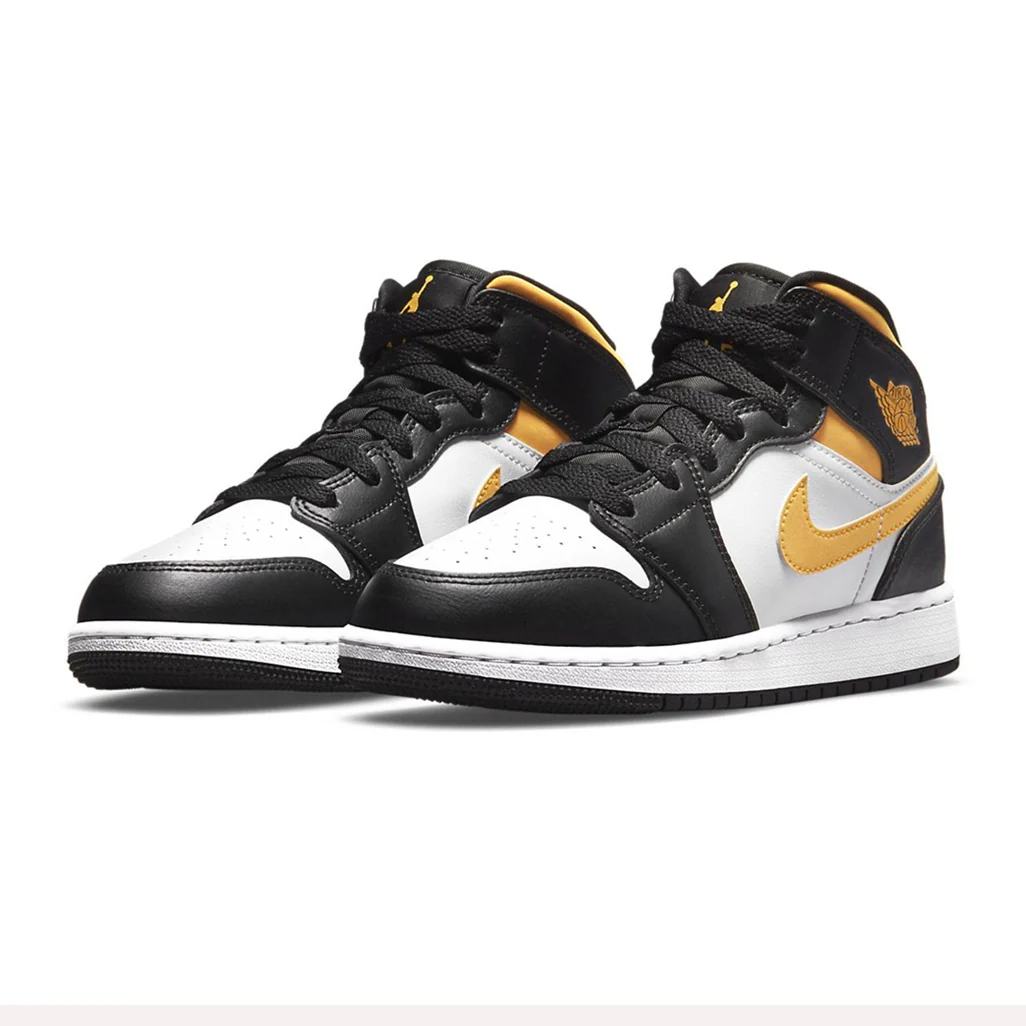 Air Jordan 1 Mid White Pollen Black GS - Image 3