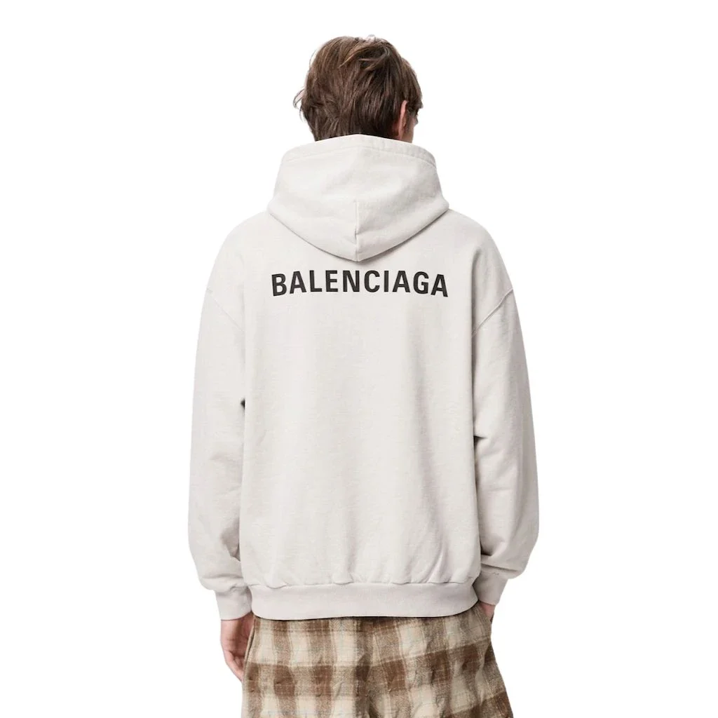 Balenciaga New Back Medium Fit Hoodie – Off White - Image 3