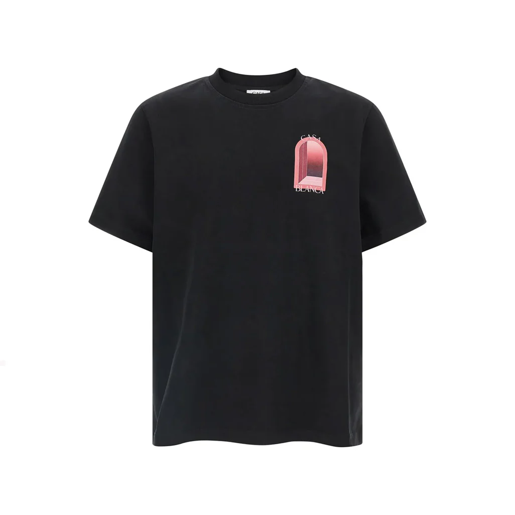 Casablanca Black Pink Arches Short Sleeve T-Shirt