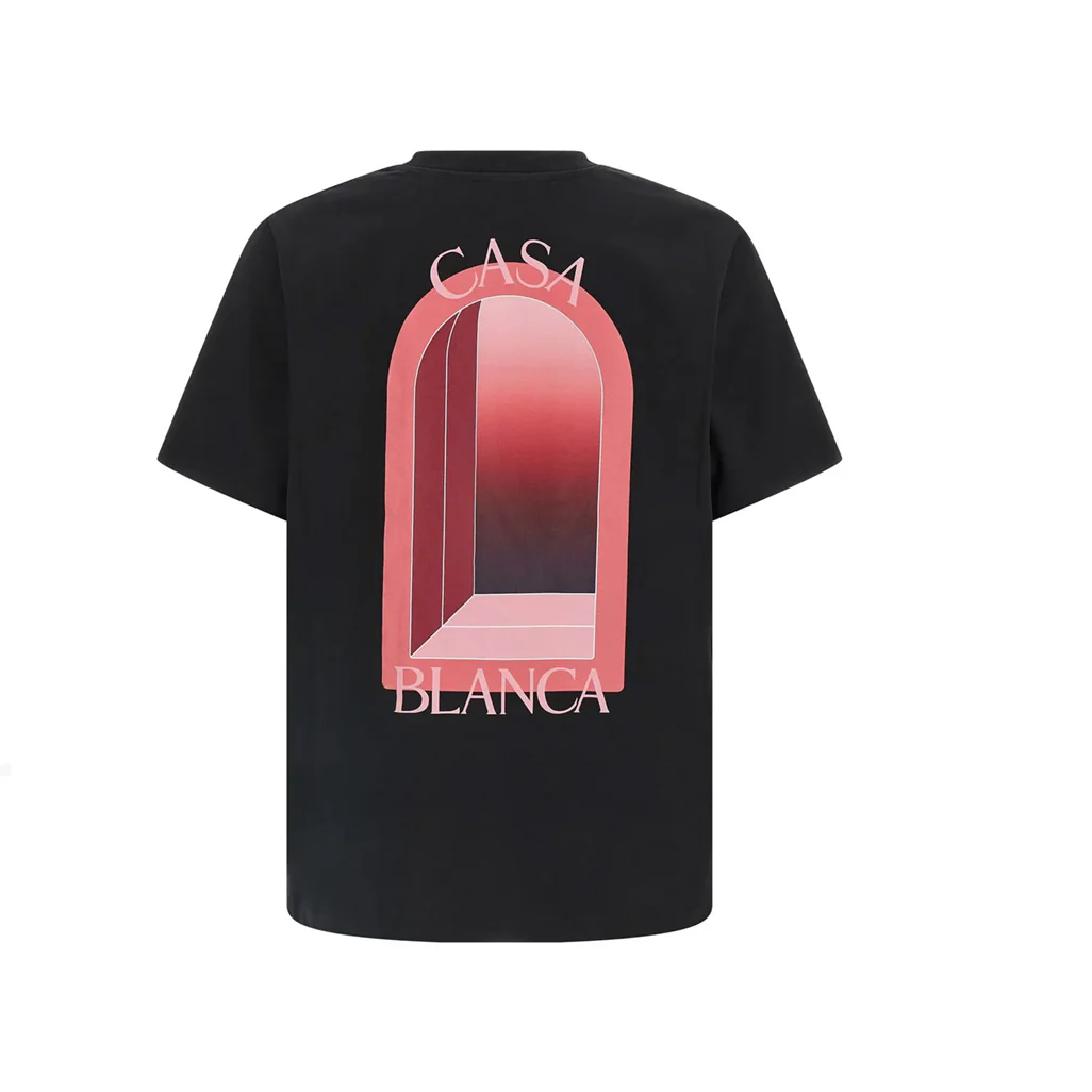 Casablanca Black Pink Arches Short Sleeve T-Shirt - Image 2