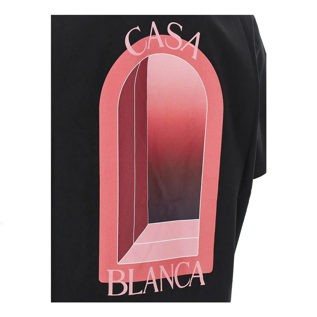 Casablanca Black Pink Arches Short Sleeve T-Shirt - Image 3
