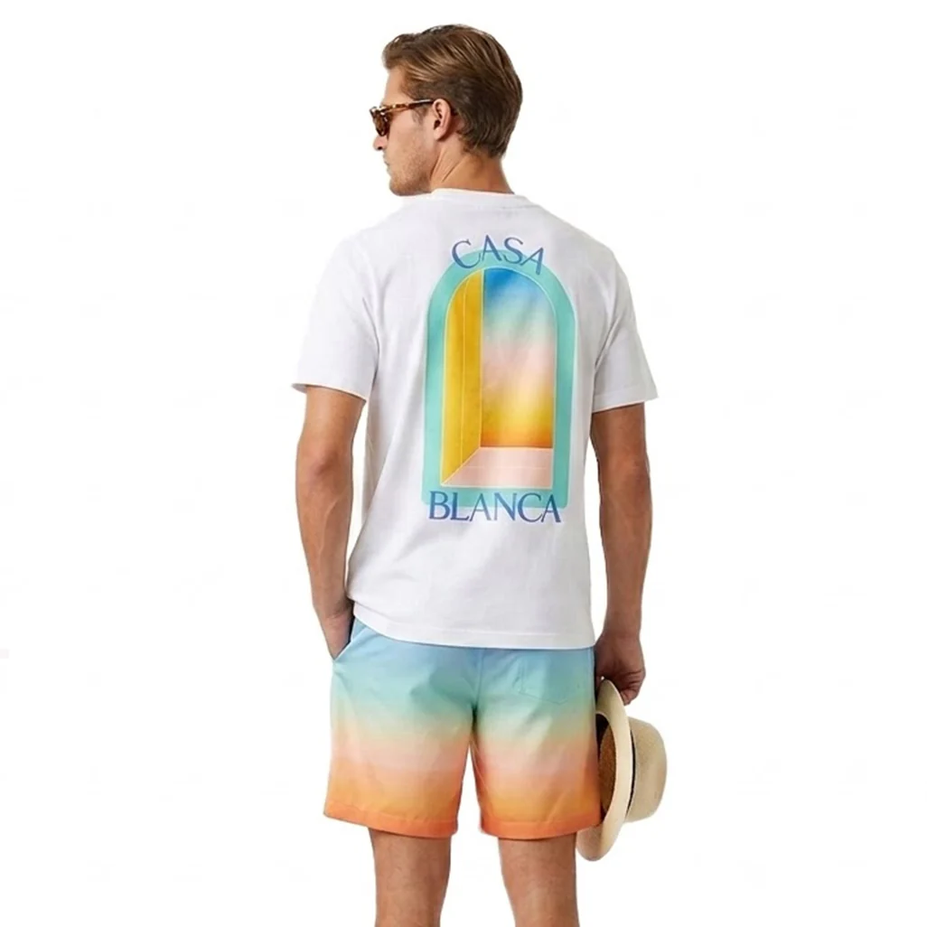 Casablanca l'arche colore blue print regular fit cotton t-shirt - Image 5