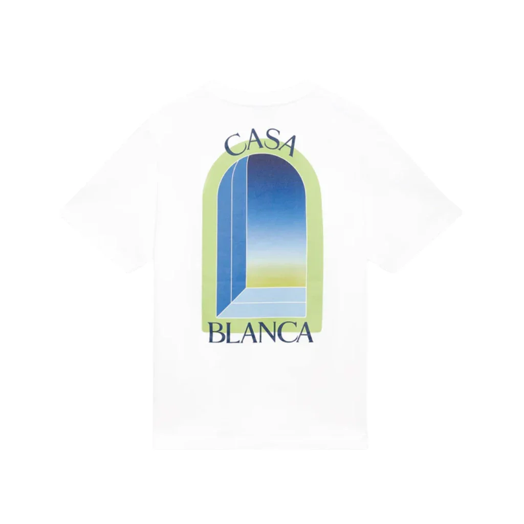 Casablanca White & Lime Arches Short Sleeve T-Shirt - Image 2