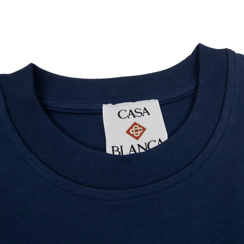 Casablanca Tennis Club Icon Printed T-shirt Navy - Image 3