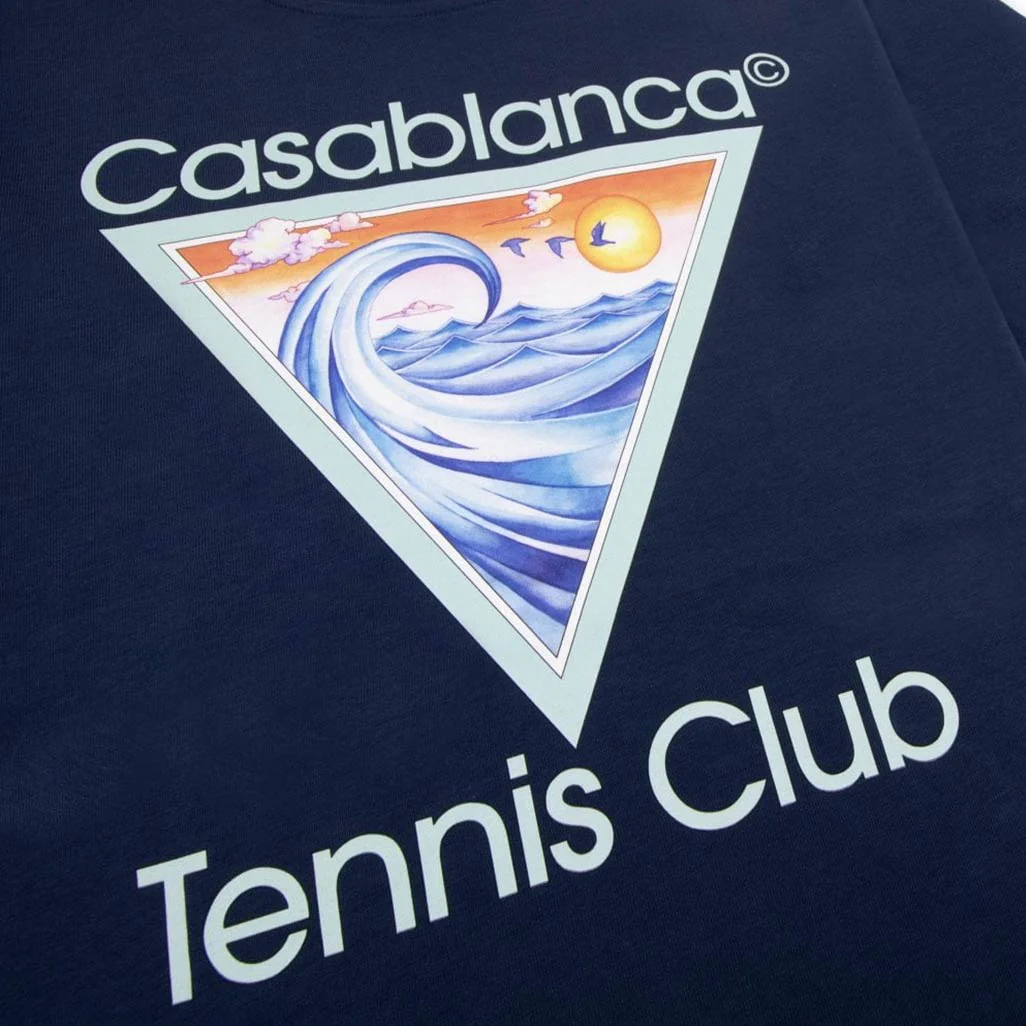 Casablanca Tennis Club Icon Printed T-shirt Navy - Image 4