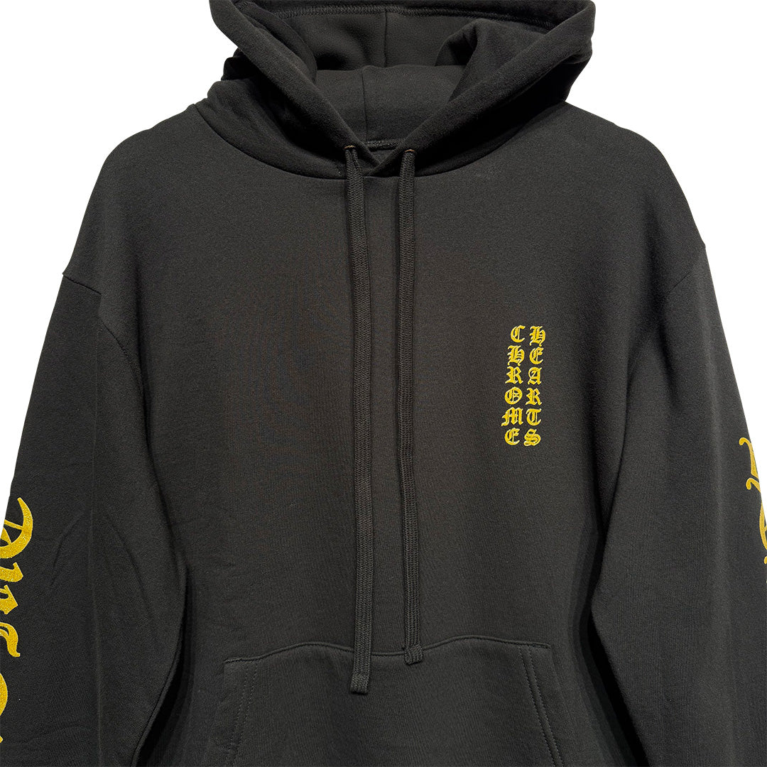 Chrome Hearts "1988" Script Logo Pullover Hoodie Black & Gold - Image 2