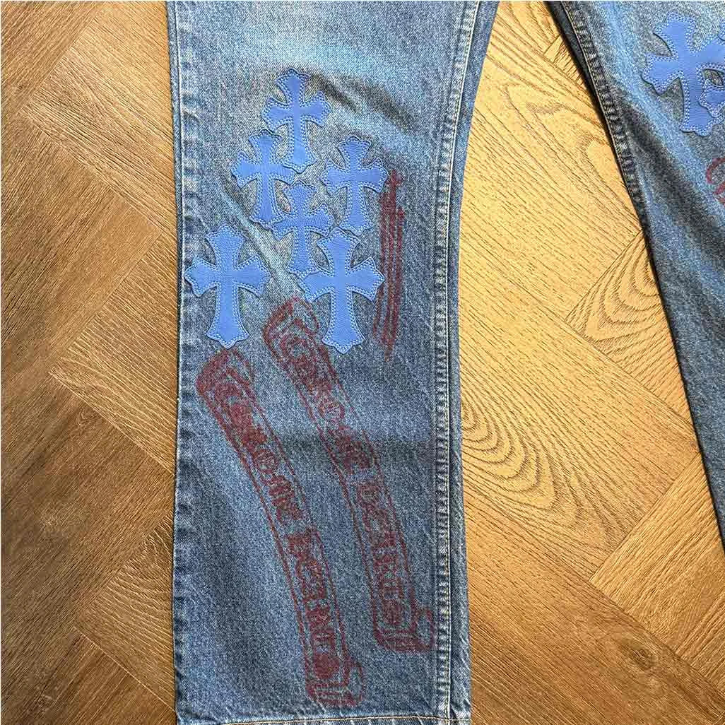 Chrome Hearts Stencil Blue Jeans - Image 3