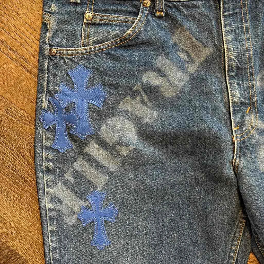 Chrome Hearts Stencil Blue Jeans - Image 4