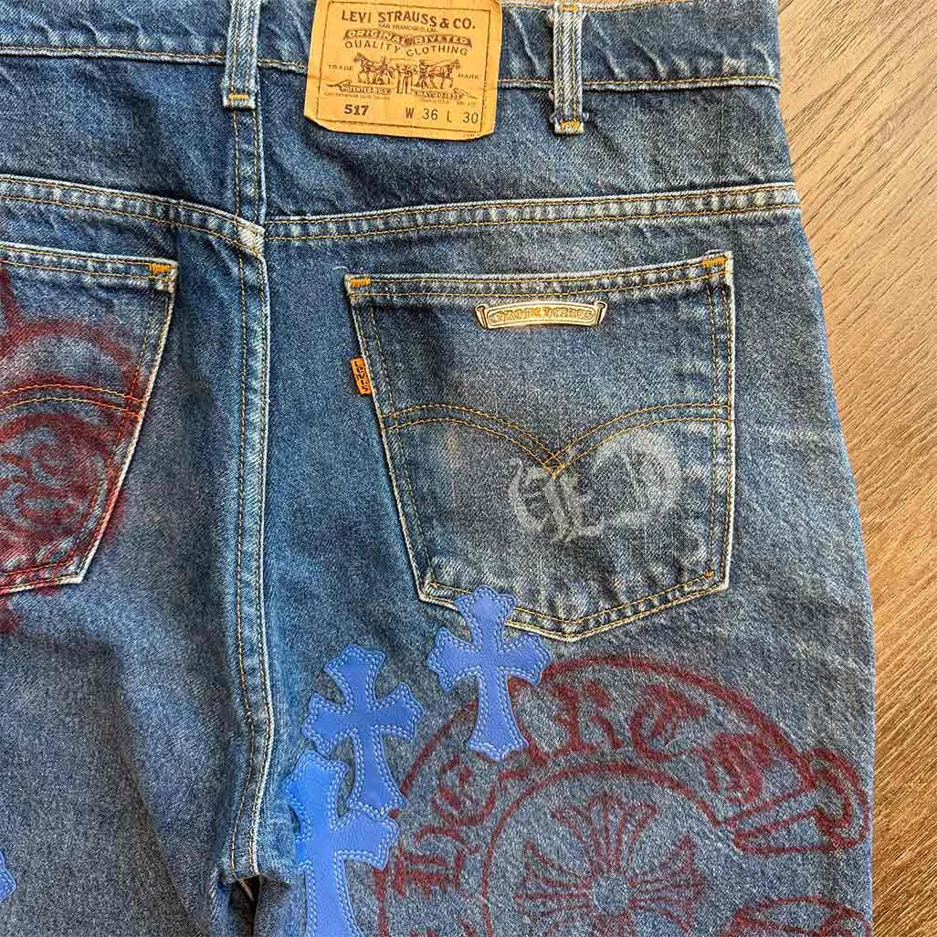 Chrome Hearts Stencil Blue Jeans - Image 6