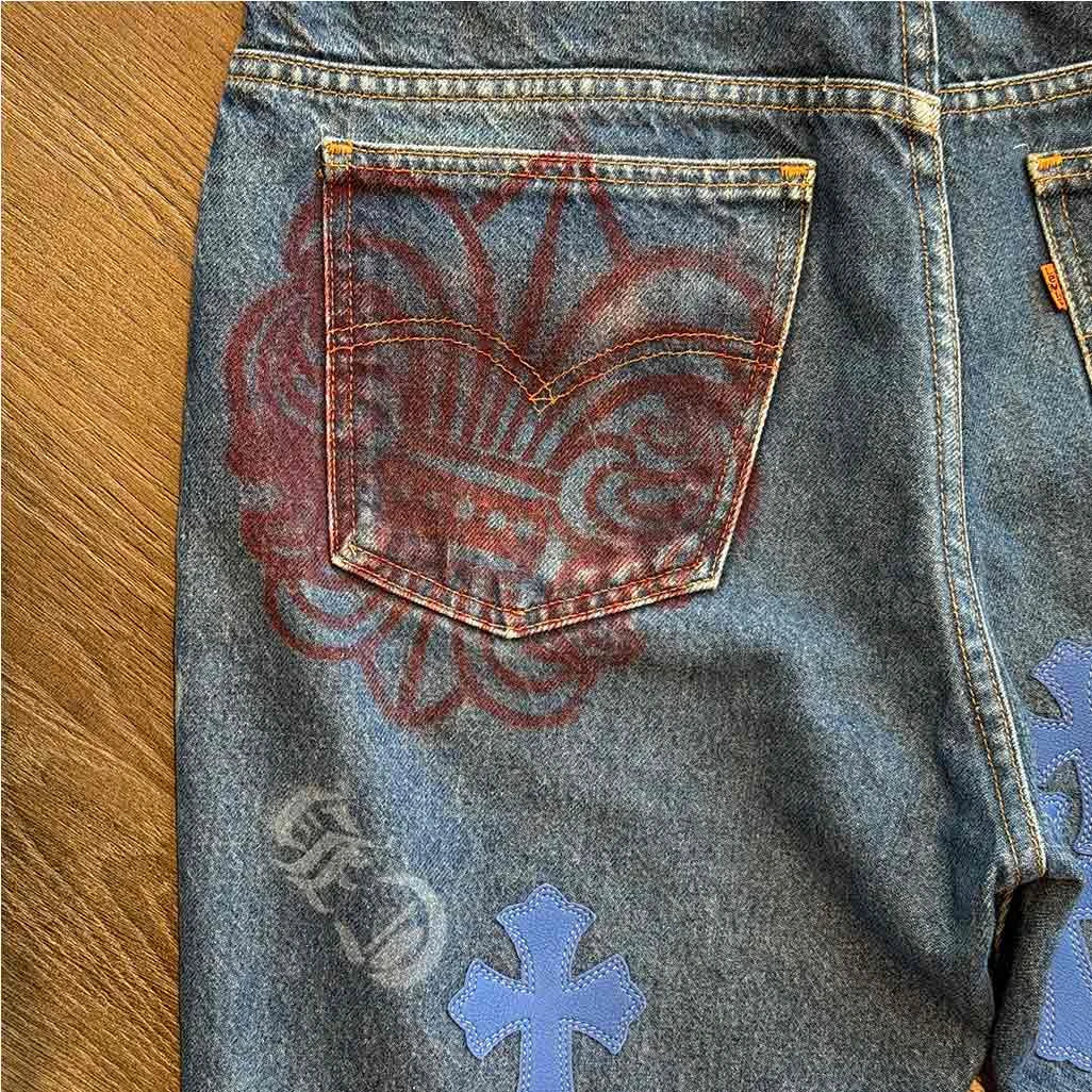 Chrome Hearts Stencil Blue Jeans - Image 7