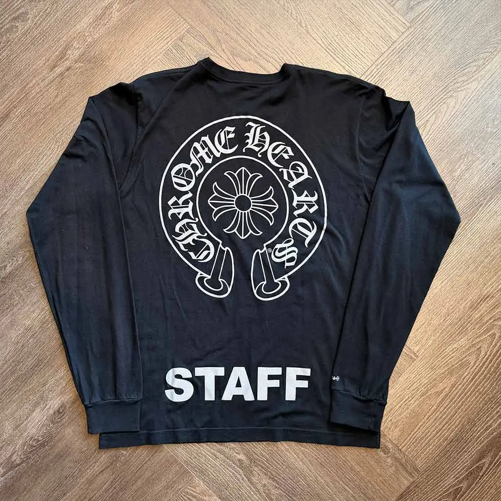 Chrome Hearts Black & Grey Staff Horseshoe Logo Longsleeve T-Shirt - Image 2