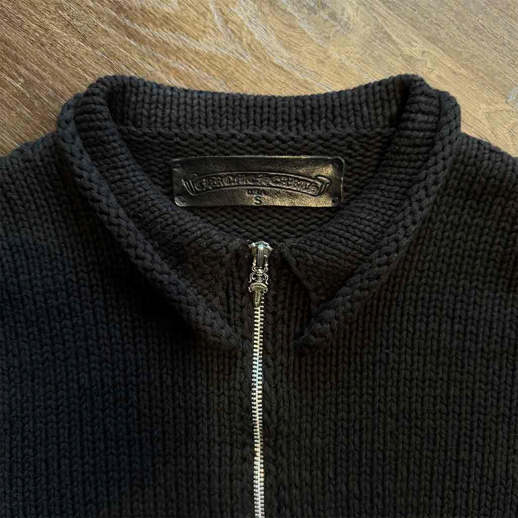 Chrome Hearts Black Knit Full-Zip Jumper - Image 3