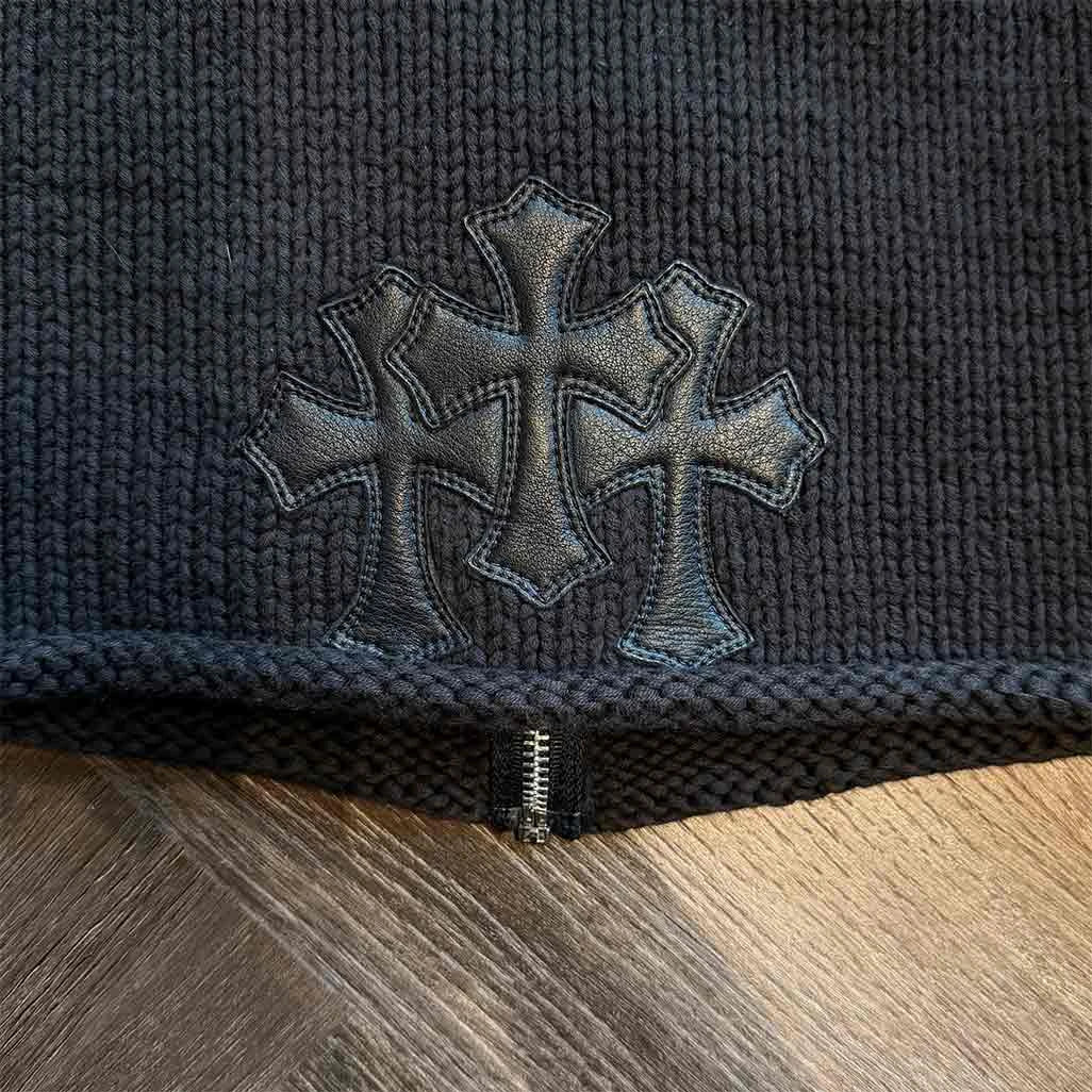 Chrome Hearts Black Knit Full-Zip Jumper - Image 4