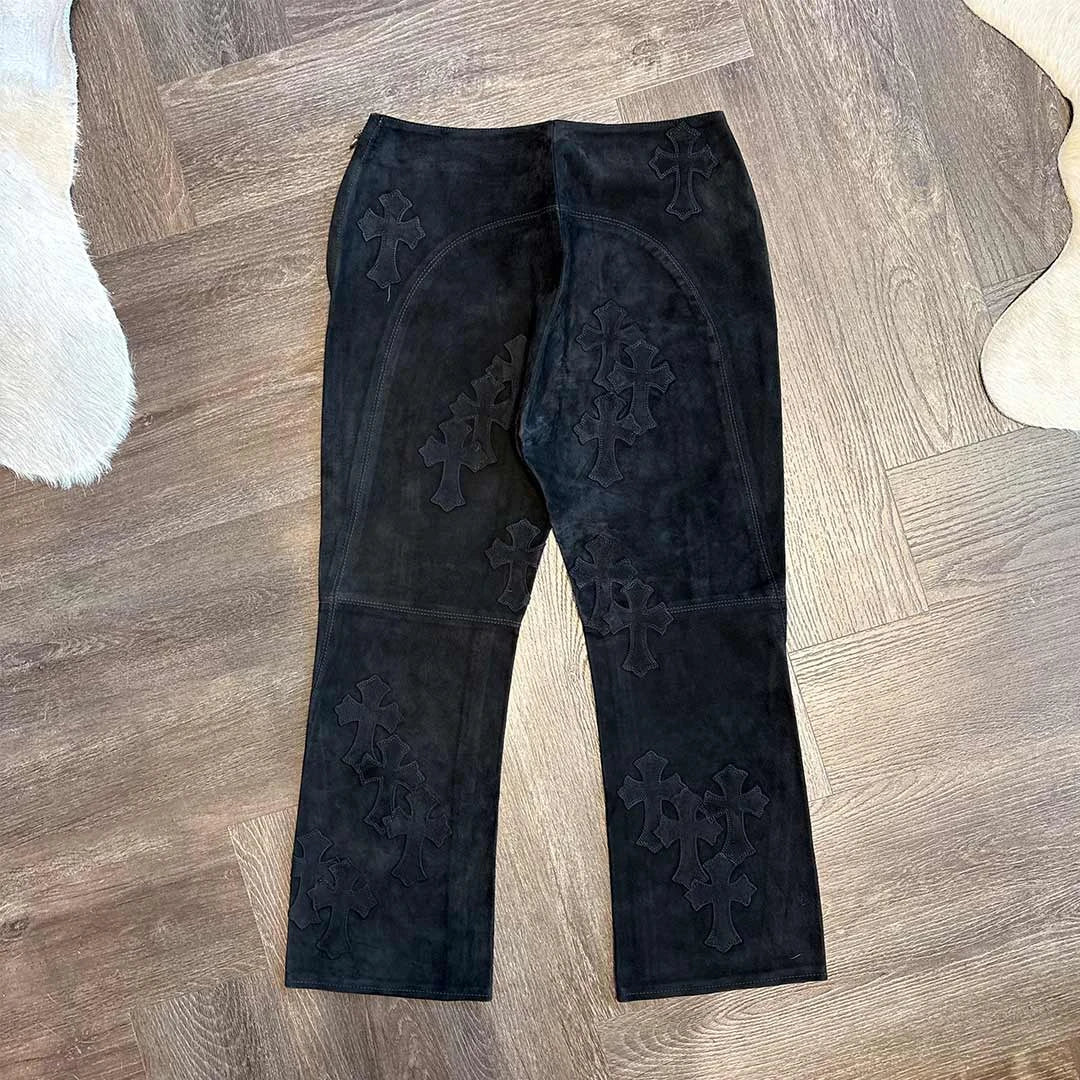 Chrome Hearts Black Velour Trousers - Image 2