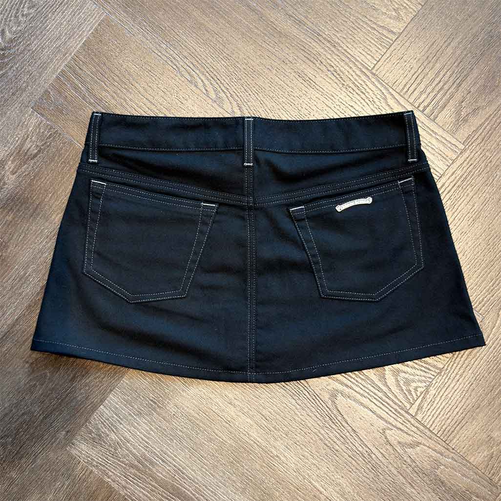 Chrome Hearts Cross Patch Black Denim Mini Skirt - Image 2