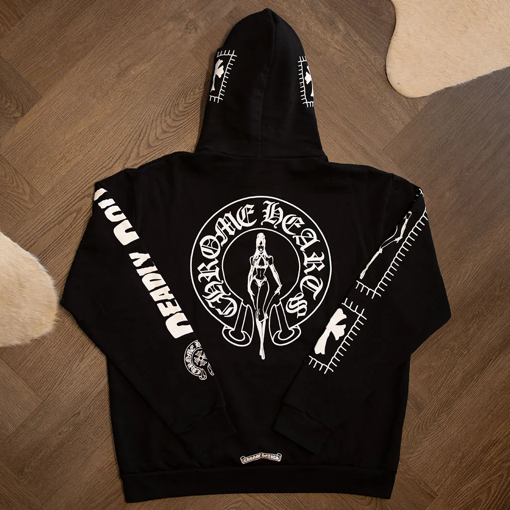 Chrome Hearts Deadly Doll Horseshoe Black Hoodie - Image 2