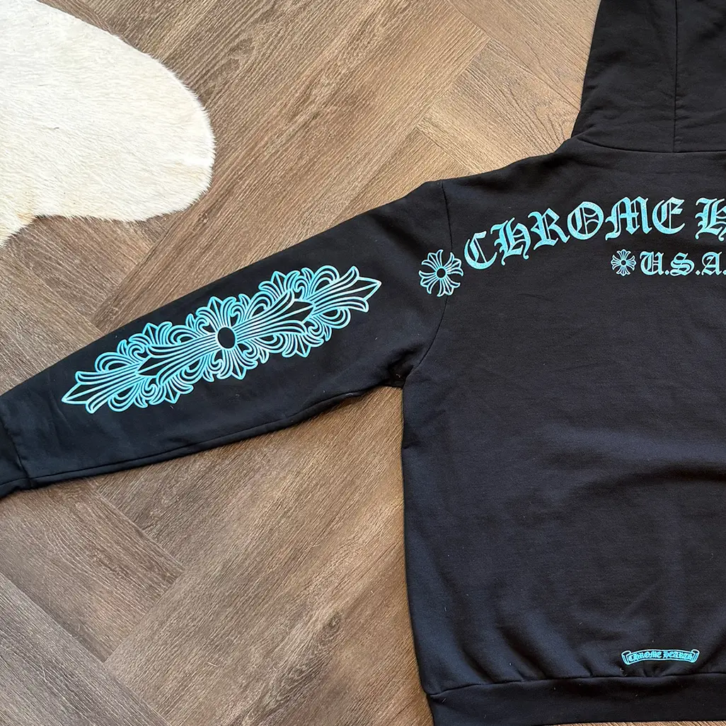 Chrome Hearts Glitter Print Friends and Family Hoodie - Image 5