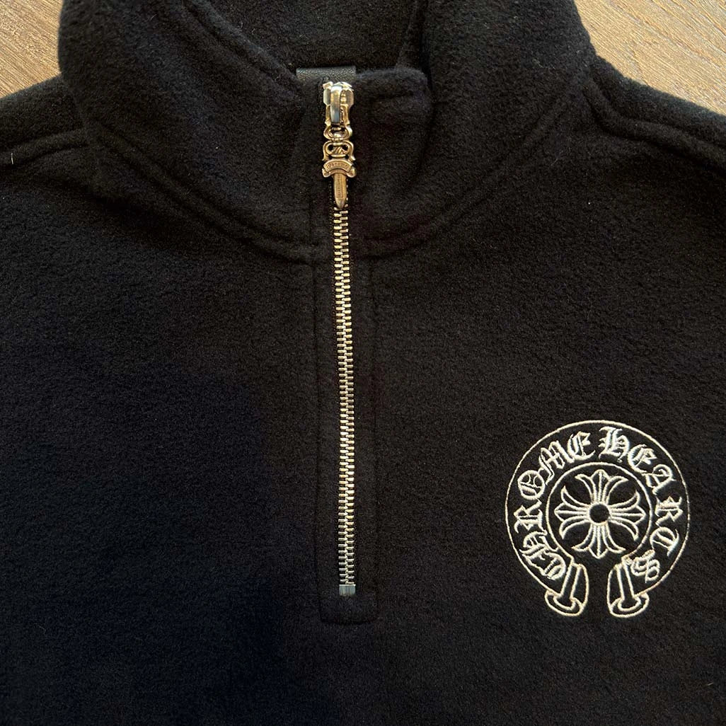 Chrome Hearts Half Zip Horse Shoe Fleece Jacket Black - Image 3