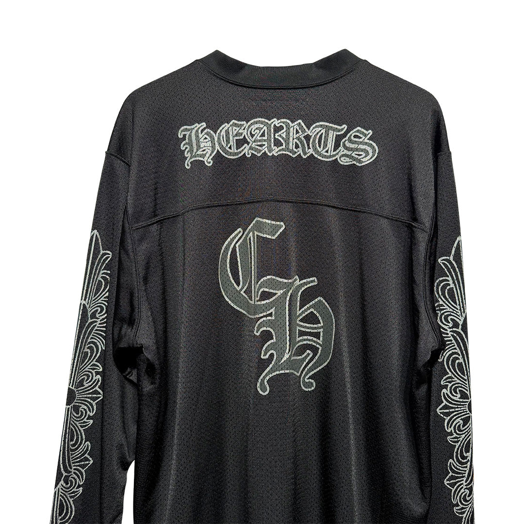Chrome Hearts "HEARTS" Script Mesh Long Sleeve Jersey Black - Image 2