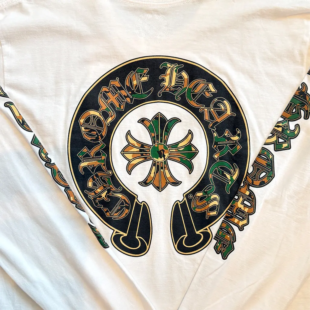 Chrome Hearts Horse Shoe Long-Sleeve T-Shirt 'White/Camo' - Image 4