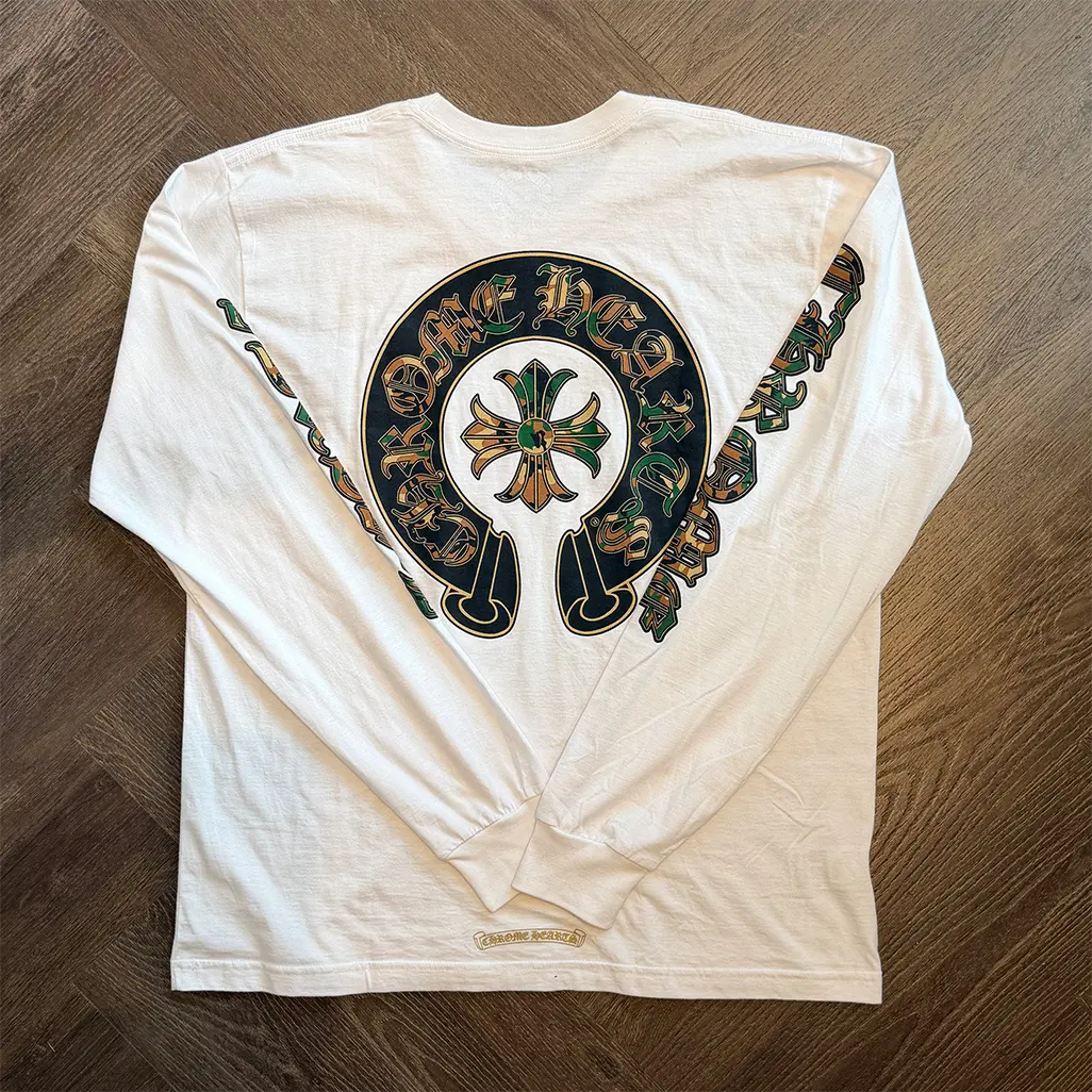 Chrome Hearts Horse Shoe Long-Sleeve T-Shirt 'White/Camo' - Image 5