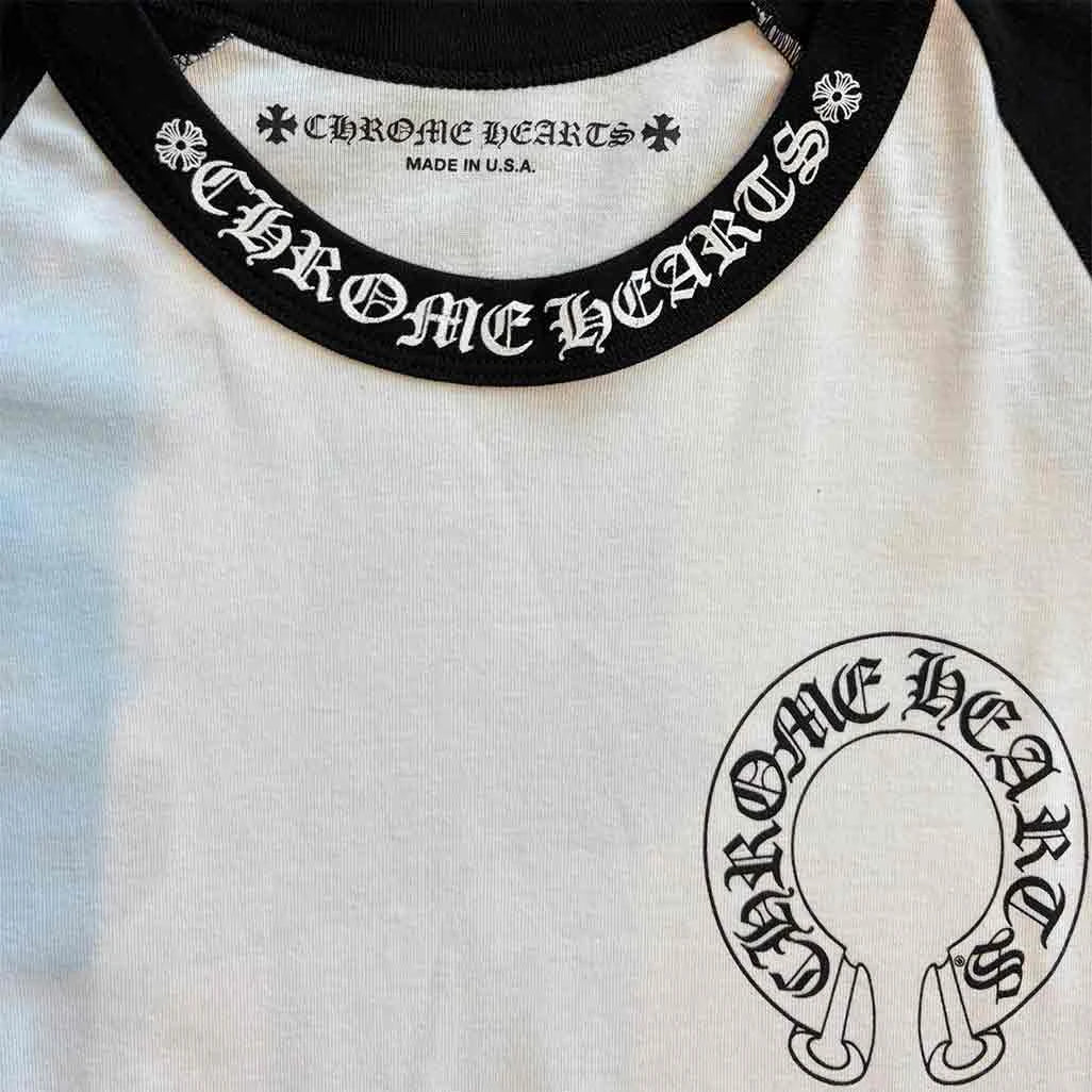 Chrome Hearts Horseshoe Baseball Long Sleeve T-Shirt White Black - Image 2