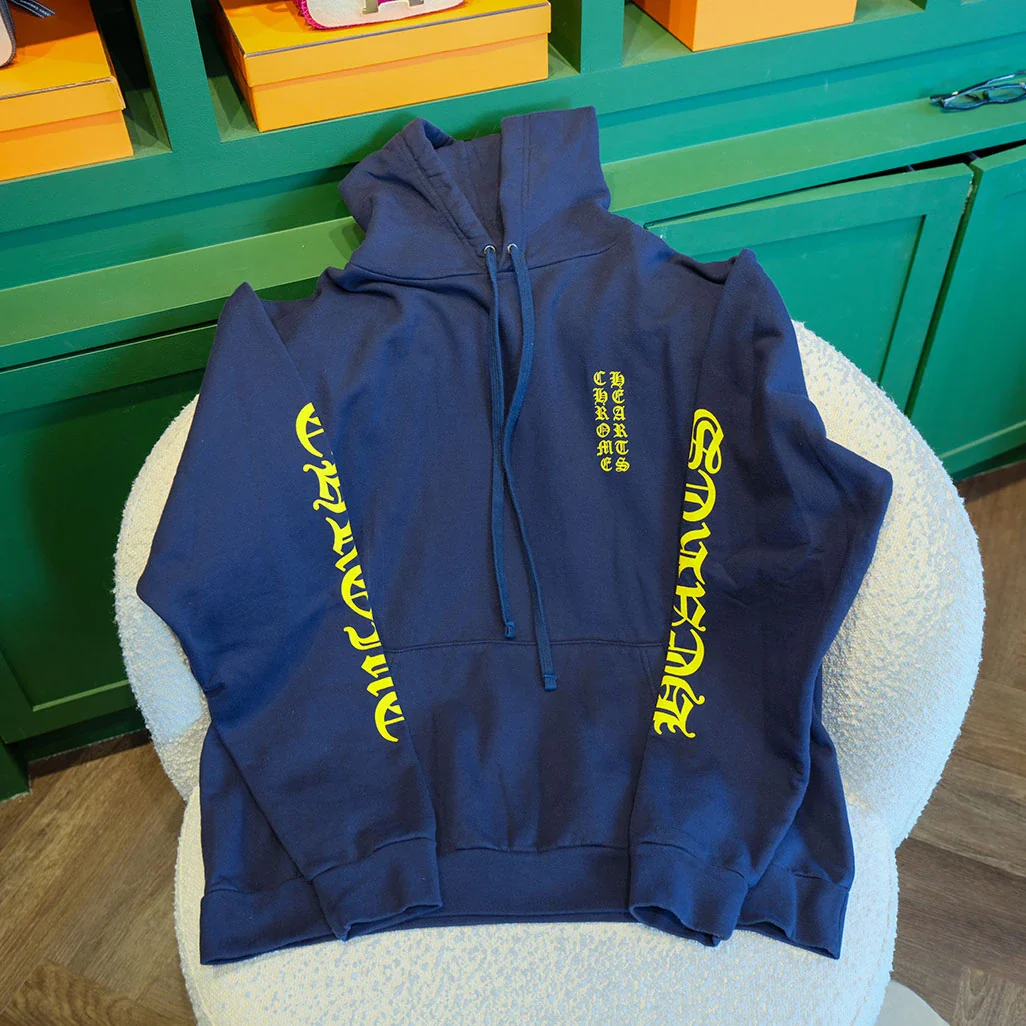 Chrome Hearts Logo Hoodie Navy - Image 3