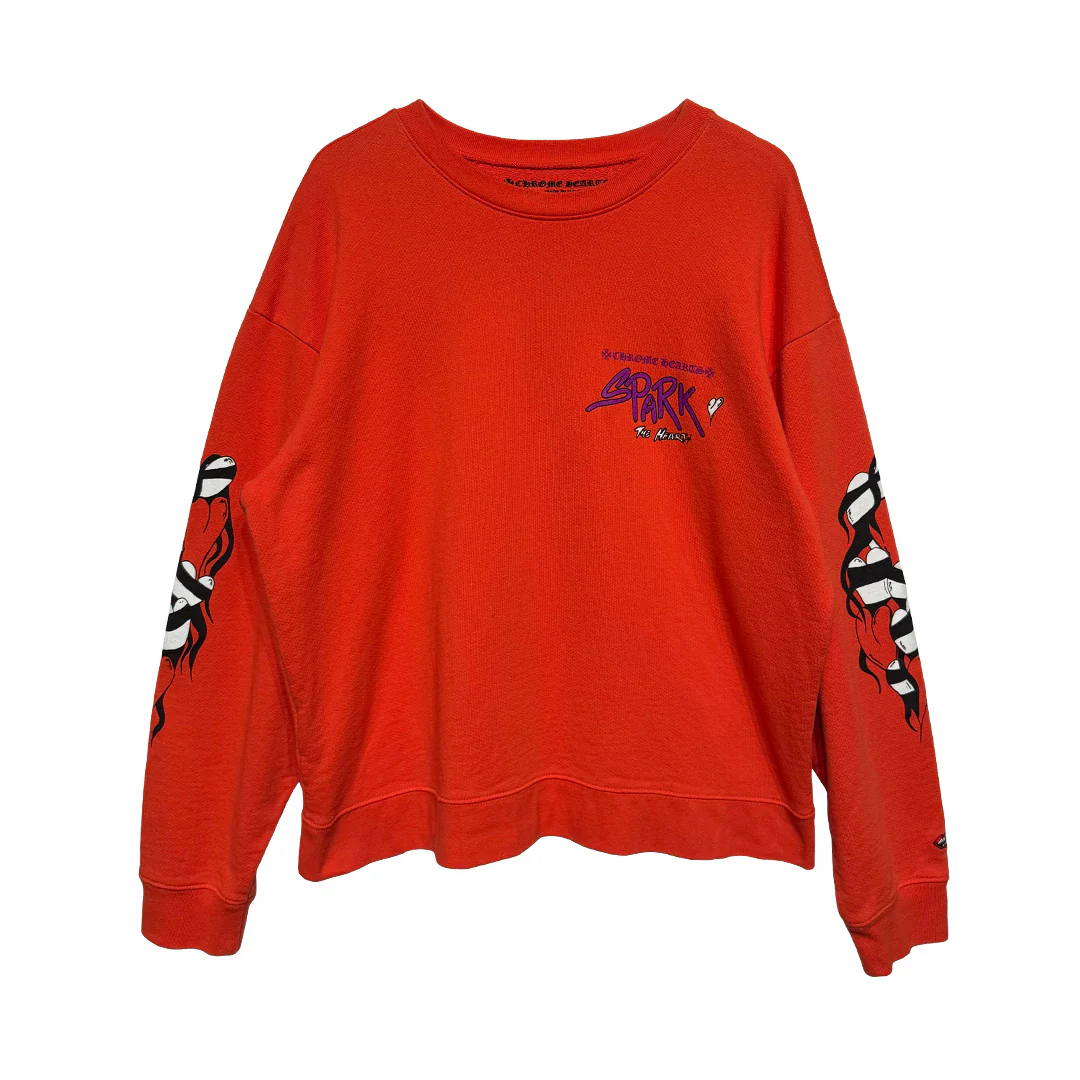 Chrome Hearts Matty Boy "Sadistic Lipstick" Crewneck Sweatshirt Orange - Image 2