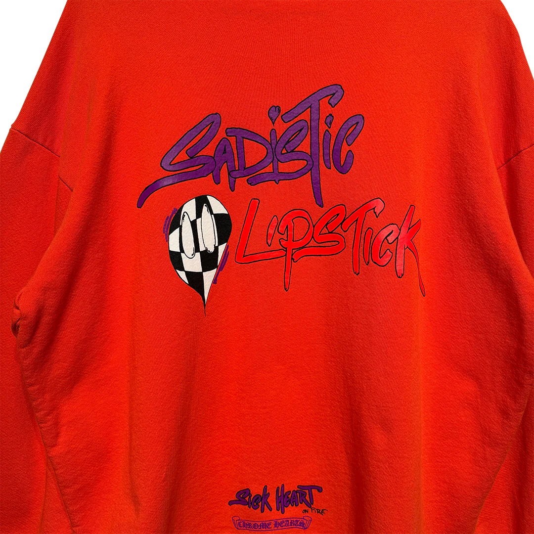 Chrome Hearts Matty Boy "Sadistic Lipstick" Crewneck Sweatshirt Orange - Image 4
