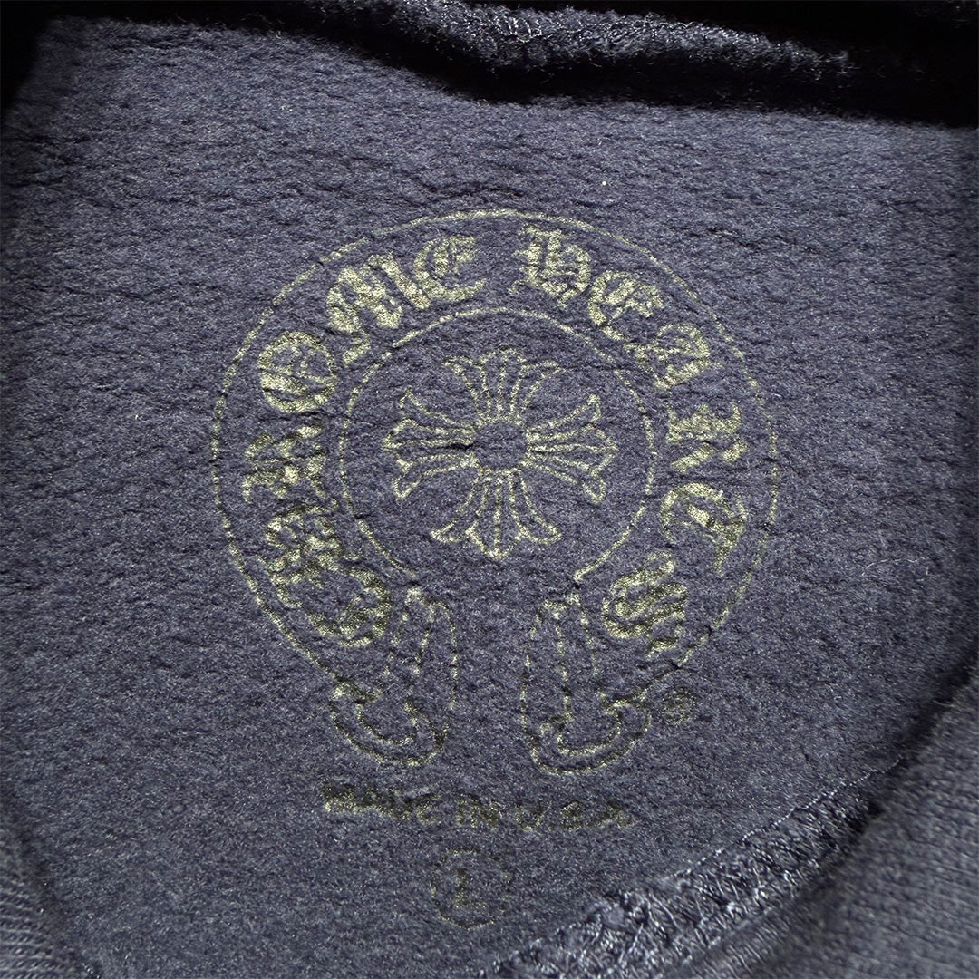 Chrome Hearts Navy Yellow Spell Out Hoodie - Image 3