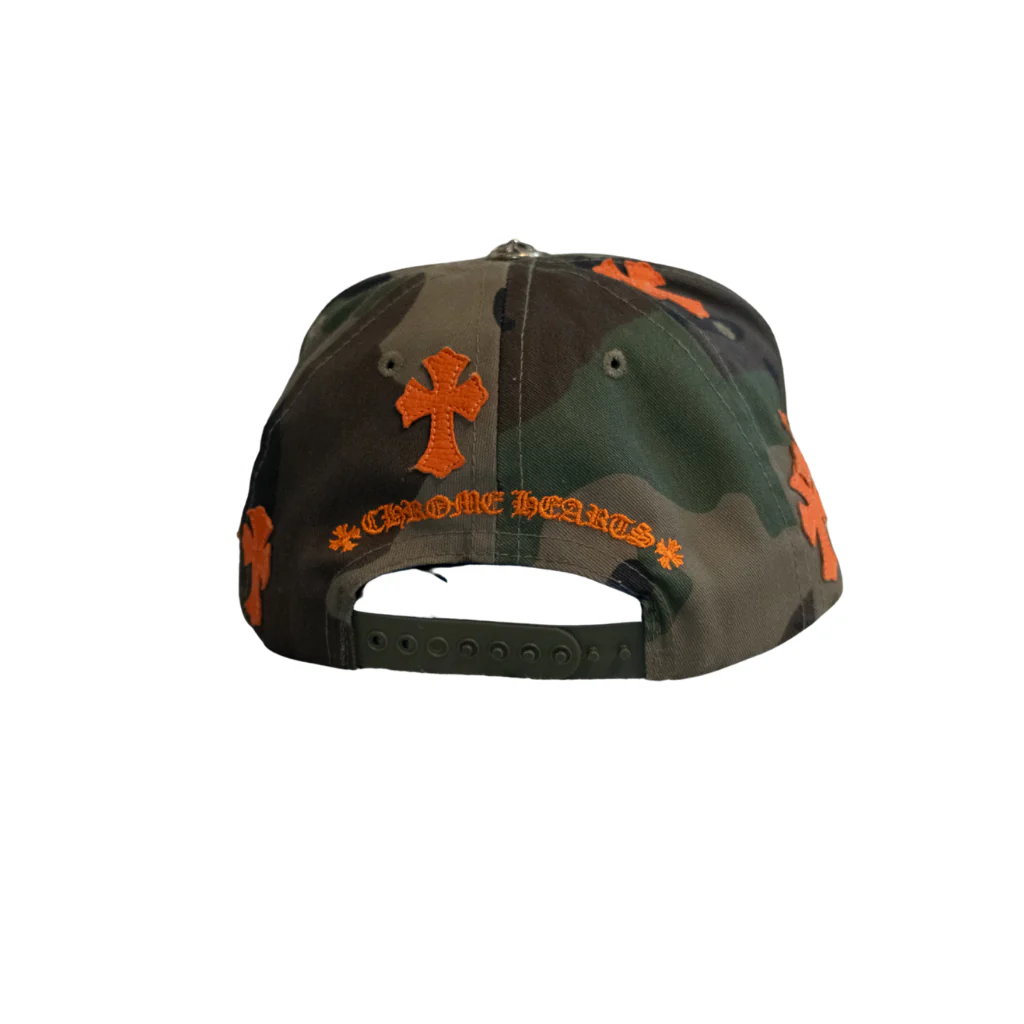 Chrome Hearts Orange Cemetery Cross Patch Camo Snapback Hat - Image 2