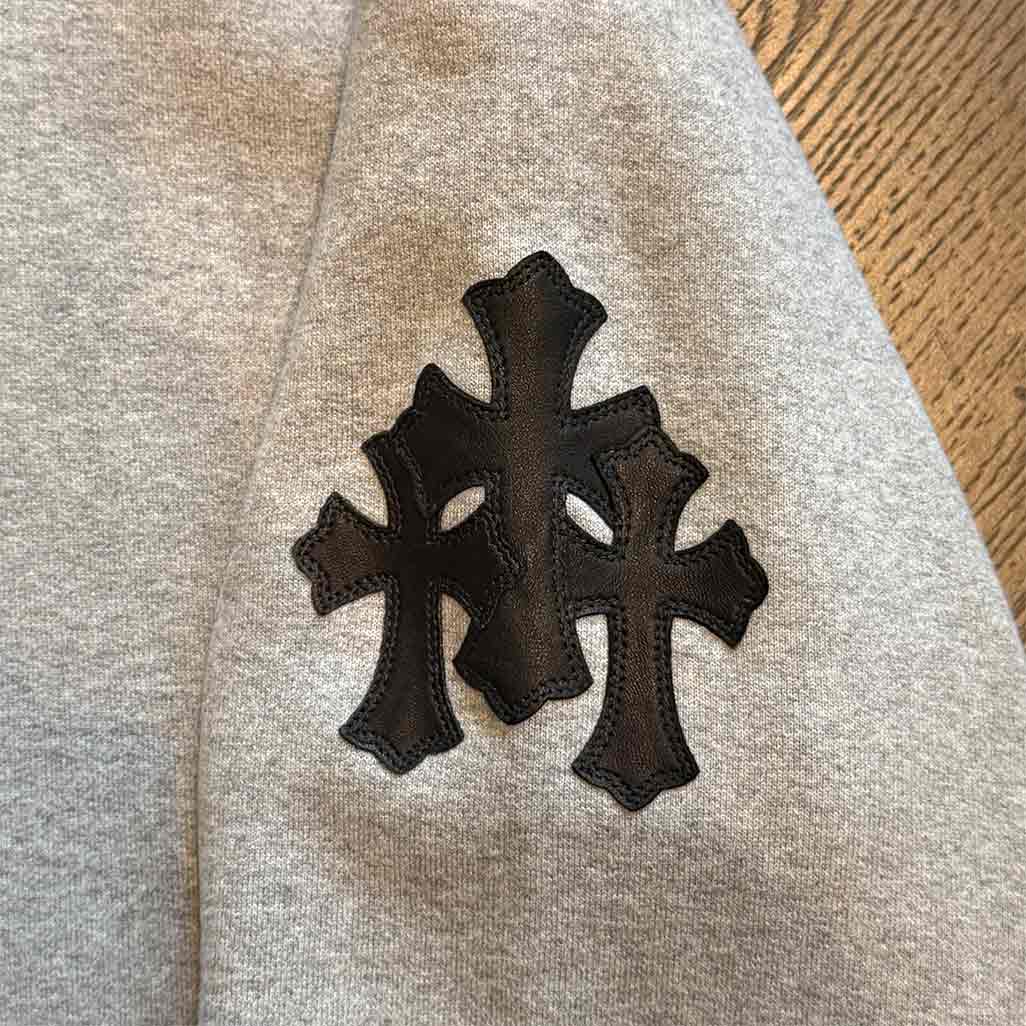 Chrome Hearts Paper Jam Triple Cross Hoodie Heather Grey - Image 3