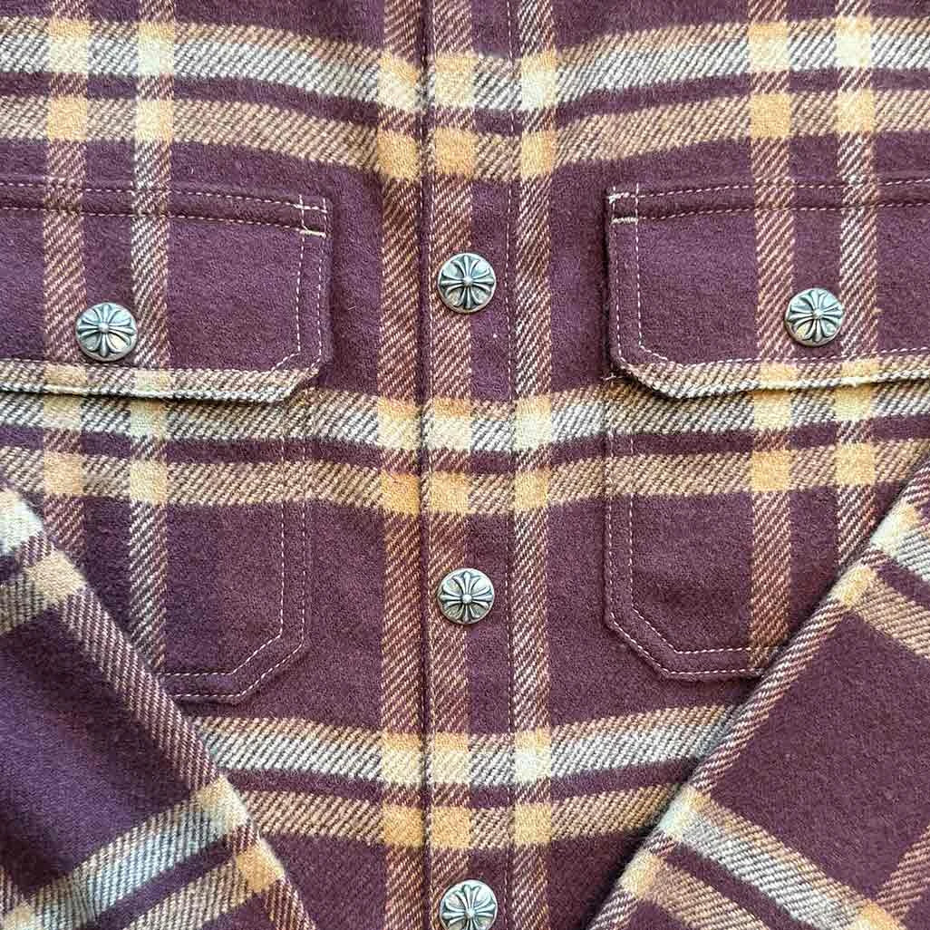 Chrome Hearts Plaid Sherpa Jacket Red & Beige - Image 2