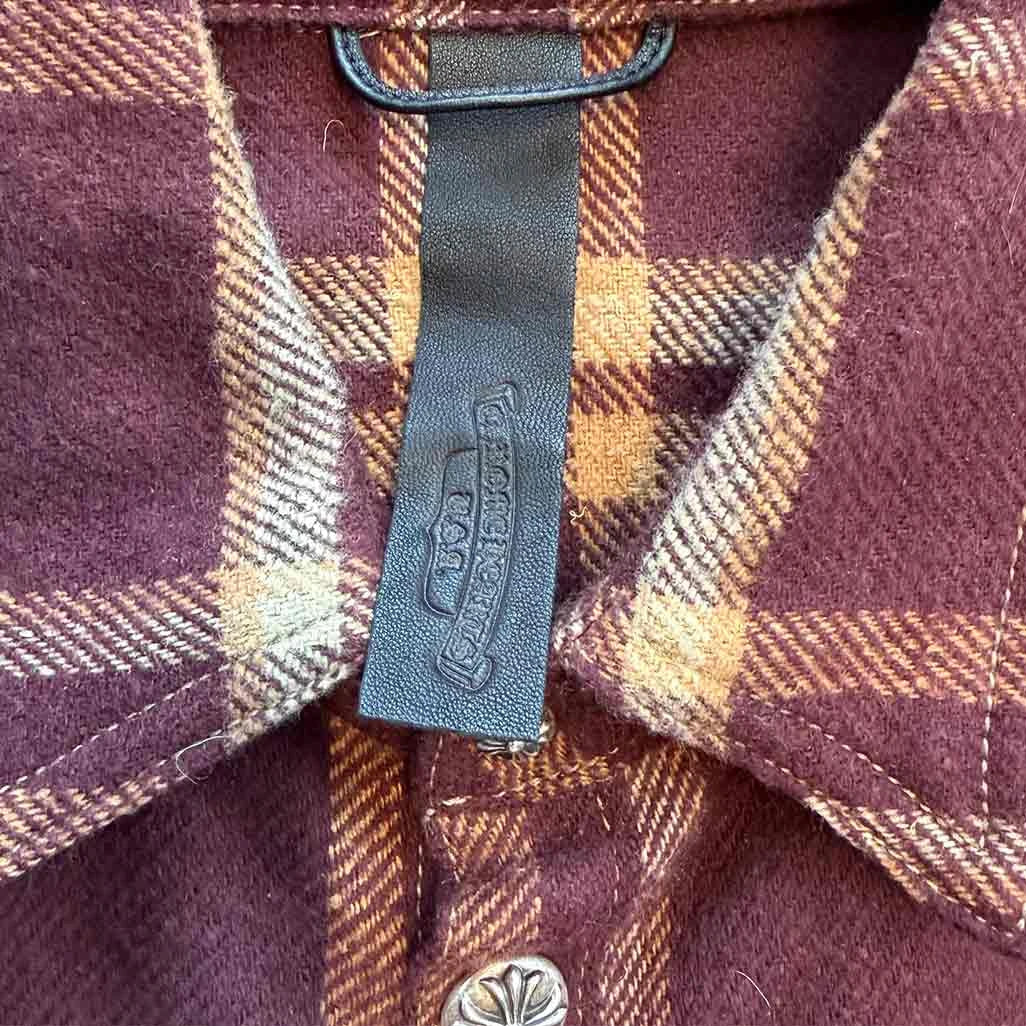 Chrome Hearts Plaid Sherpa Jacket Red & Beige - Image 3