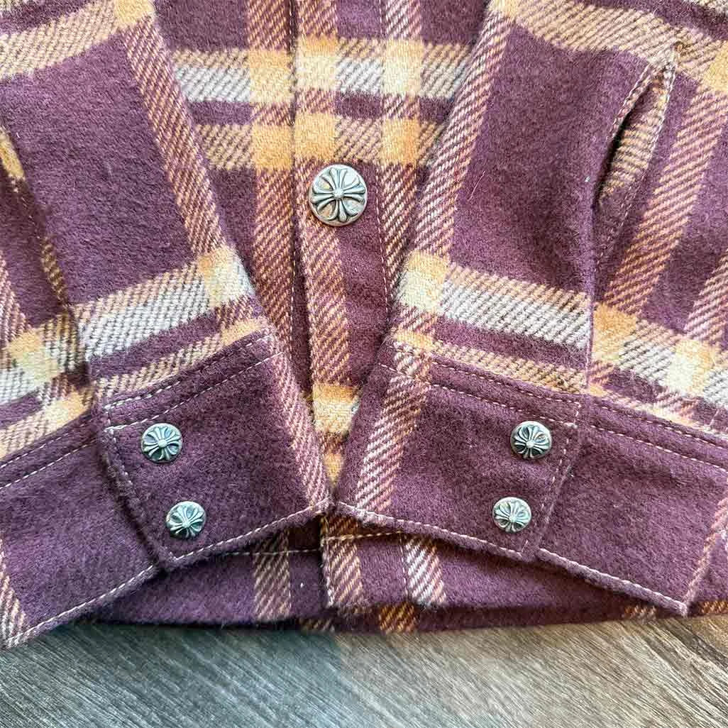 Chrome Hearts Plaid Sherpa Jacket Red & Beige - Image 4
