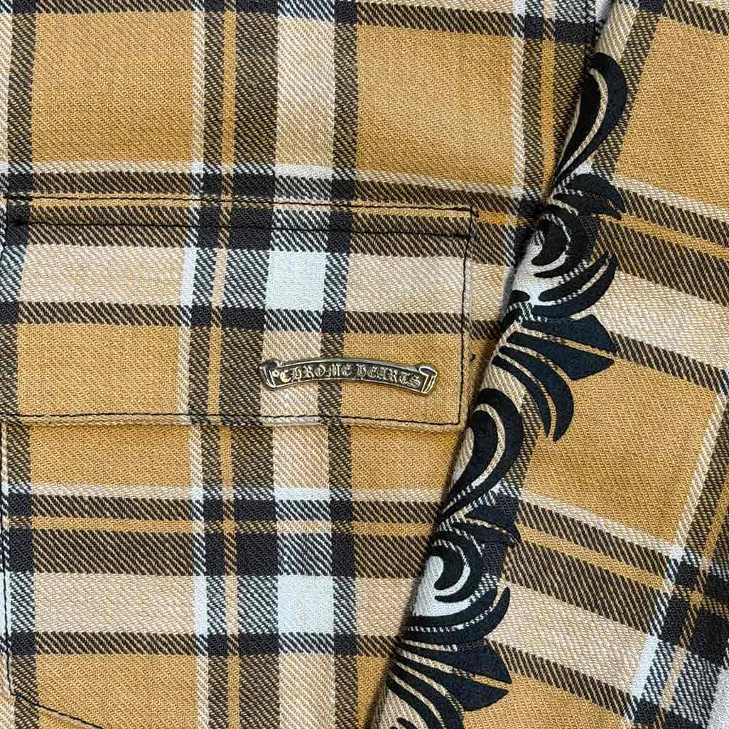 Chrome Hearts Quilted Flannel Floral Jacket Yellow Black - Image 3