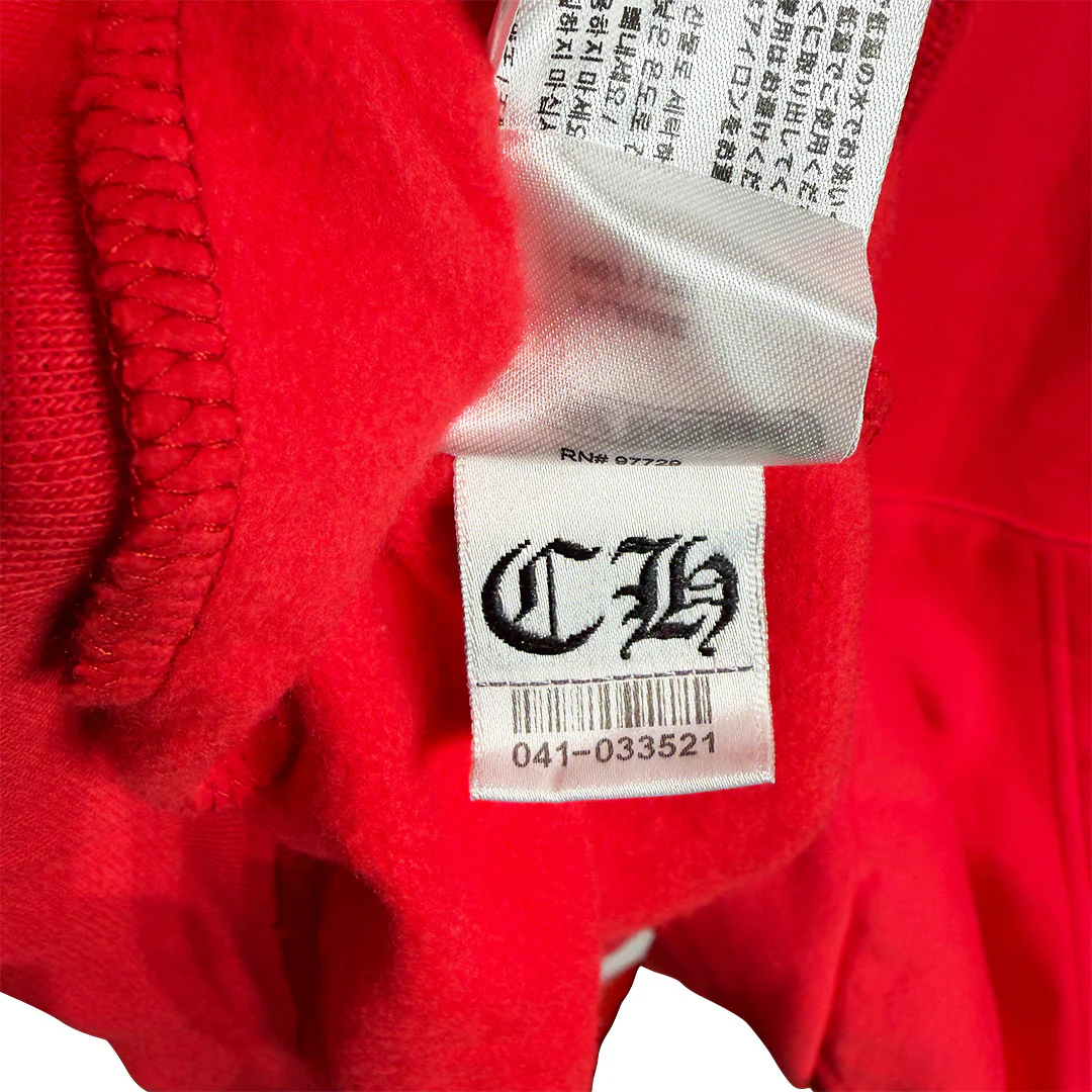 Chrome Hearts Red White Scroll Logo Hooded Sweatshirt - Image 3