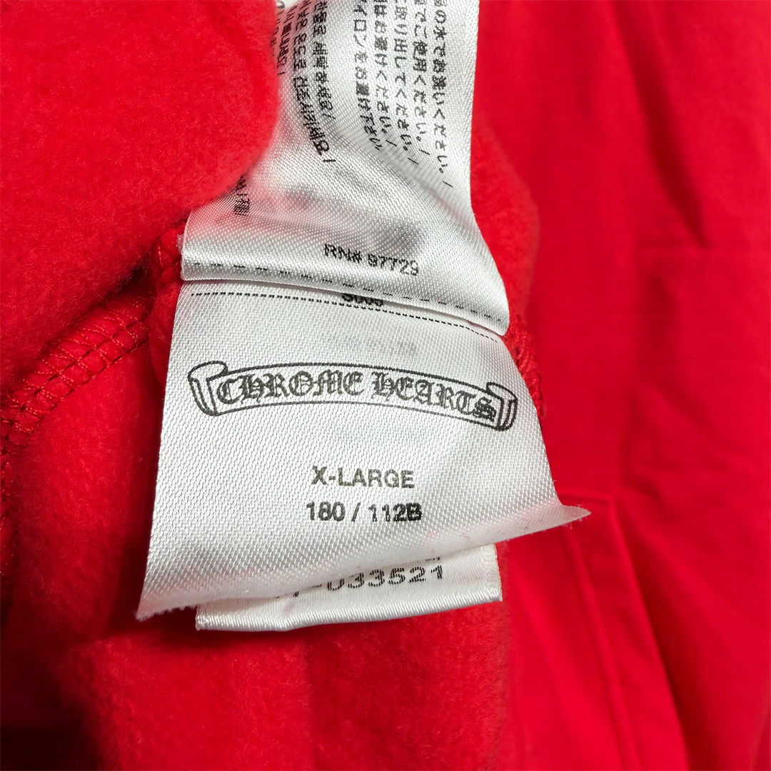 Chrome Hearts Red White Scroll Logo Hooded Sweatshirt - Image 4