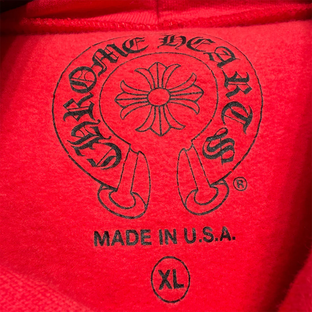 Chrome Hearts Red White Scroll Logo Hooded Sweatshirt - Image 6