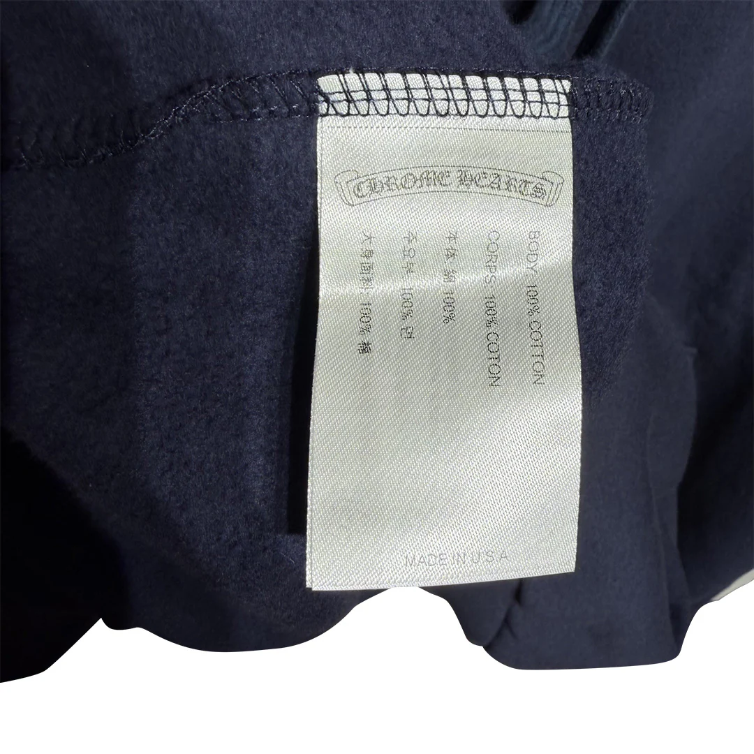 Chrome Hearts Script Logo Hoodie Navy Yellow - Image 3