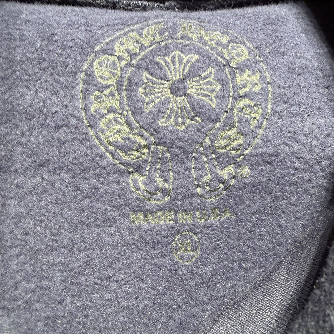 Chrome Hearts Script Logo Hoodie Navy Yellow - Image 5