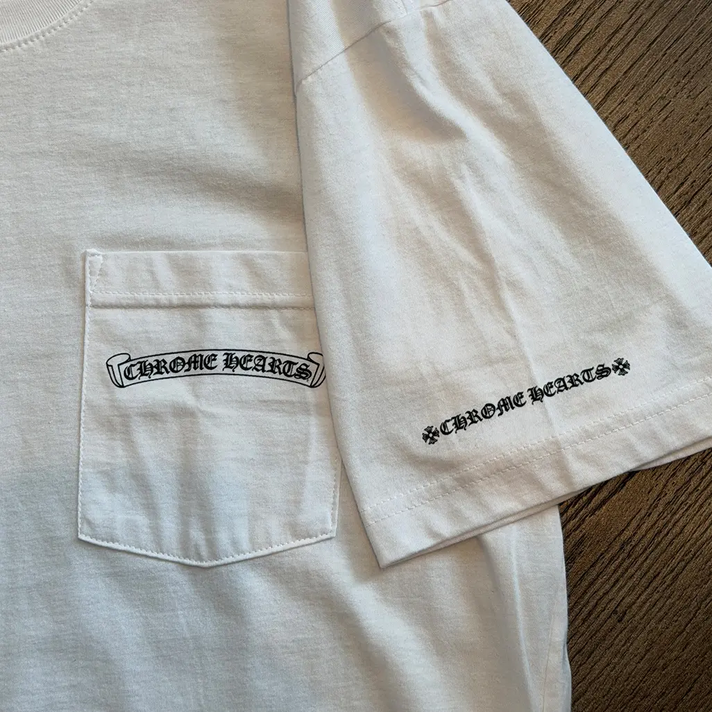 Chrome Hearts Scroll Logo Pocket T-shirt White - Image 3