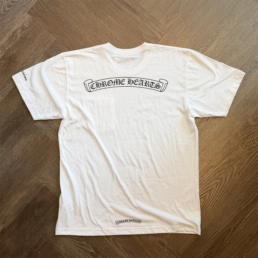 Chrome Hearts Scroll Logo Pocket T-shirt White - Image 5